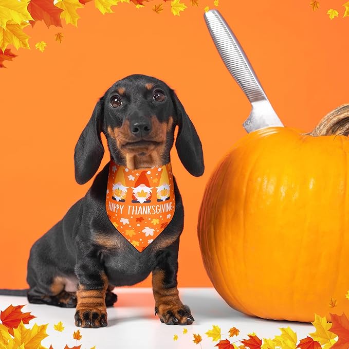 Newwiee 100 Pcs Fall Dog Bandanas Bulk for Large Dogs Thanksgiving Pumpkin Maple Leaf Triangle Bandanas Bibs Adjustable Pet Scarf Holiday Soft Breathable Thanksgiving Day Scarf Accessories for Puppy