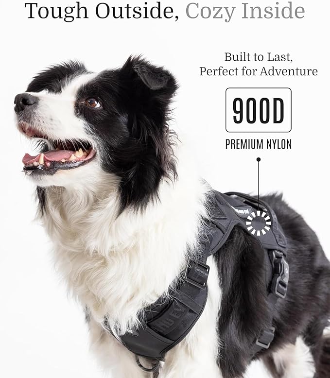 2025 New Edition, Fei & Eve MagEase Dog Harness - 3-Second Magnetic Buckles | 3-Point No-Pull Control | Heavy-Duty 900D Nylon | Dual Safety Handles | Breathable Mesh | Adjustable Fit | Large,Black