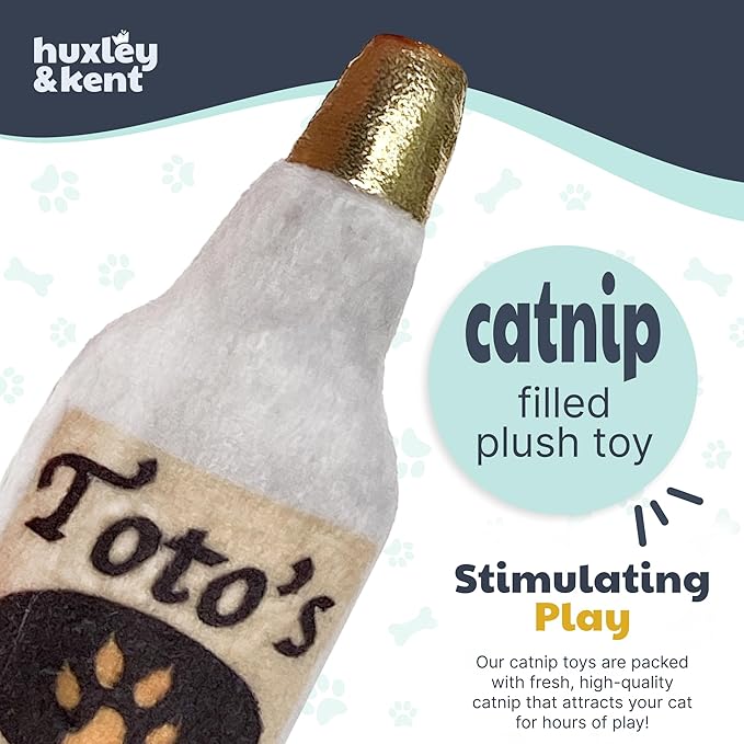 Huxley & Kent Plush Cat Toy - Interactive Catnip Toy for Cats & Kittens - Soft Kitty Toy with Crinkle & Catnip - Fun Indoor Play Toy - Toto's Pawdka