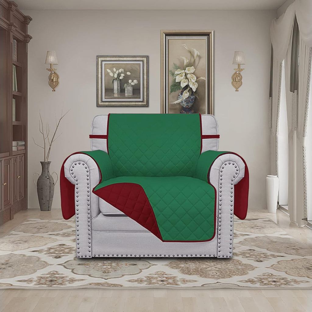 Easy-Going Chair Sofa Slipcover Reversible Sofa Cover Water Resistant Couch Cover Furniture Protector Cover with Elastic Straps for Pets Kids Children Dog Cat (Chair, Green/Christmas Red)