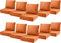 6" Thick Outdoor Cushions 22x24x6, 10-Set Deep Seat Patio Cushions with Removable Cover, Waterproof & Fade Resistant Replacement for Wicker Chair, Loveseat, Sofa - Orange