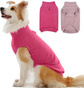 IECOii 2 Pack 2XL Fleece Dog Pullover - Soft, Warm Vest Sweater for Large Dogs with Leash Hole, Stretchy and Comfortable for Holiday Seasons (Size 2XL, Rose Red & Dusty Pink)