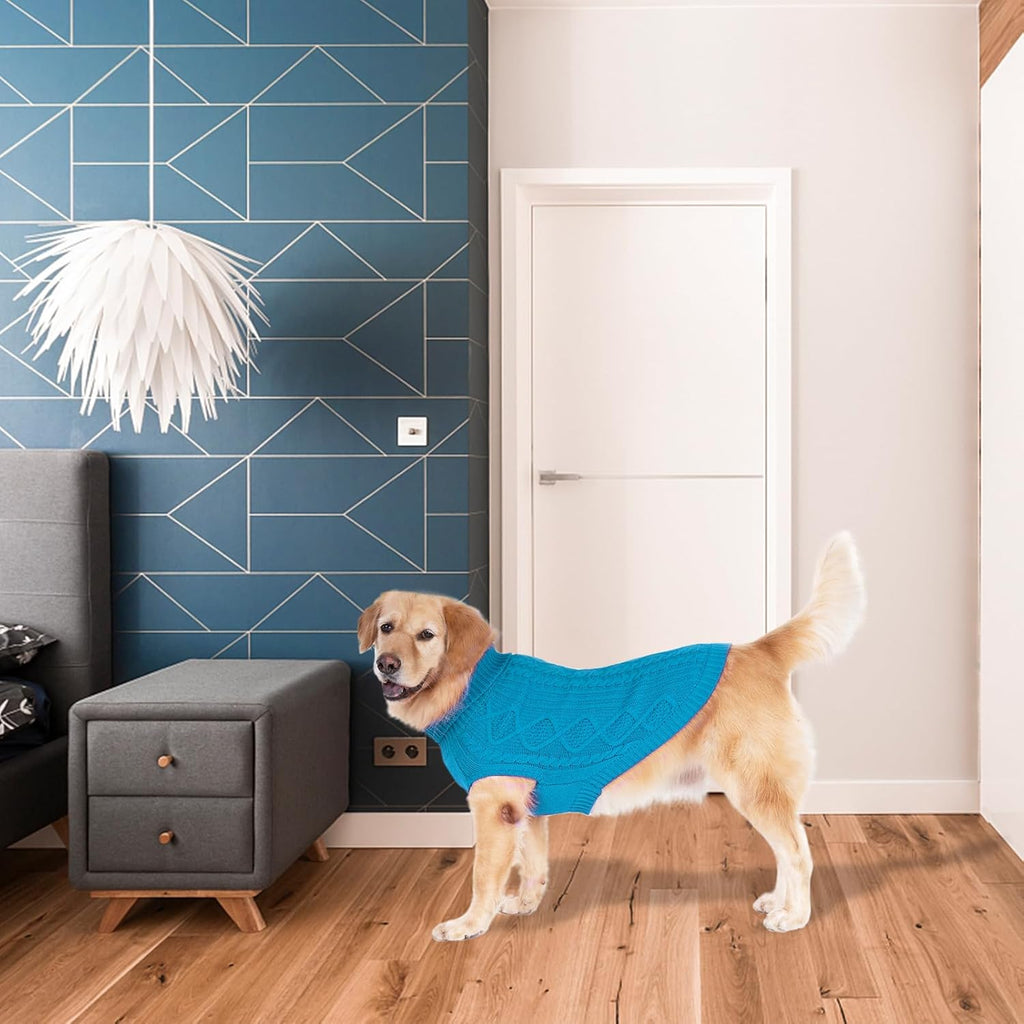 BINGPET Thermal Knitted Dog Sweater for Small Medium Large Dogs,Winter Puppy Cat Coat Warm Sweartershirts Outfits,Classic Cable Knit Turtleneck Pullover Dog Jumper Coat Warm Sweartershirts