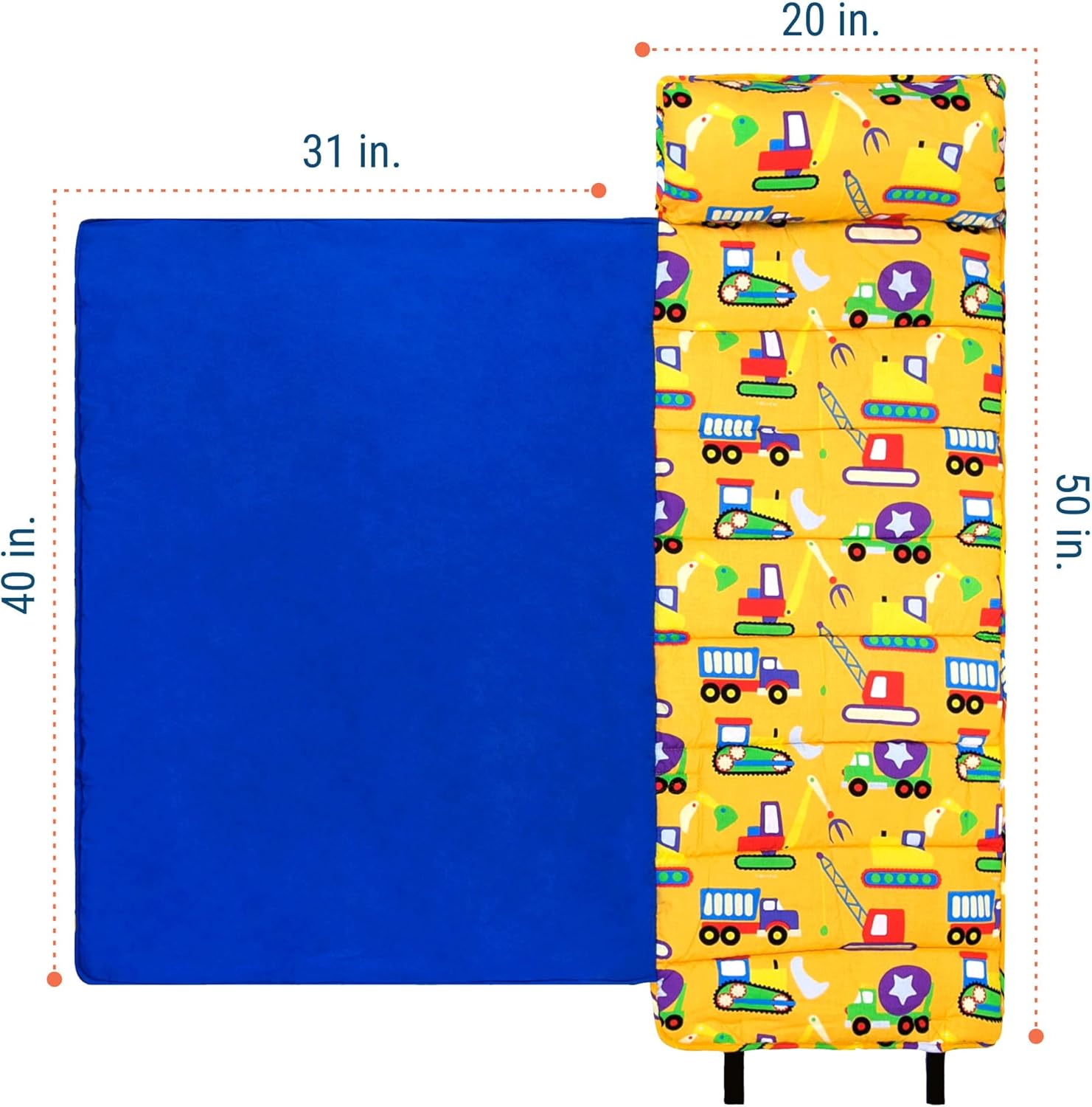 Wildkin Kids Original Nap Mat – Cozy Kids Sleep Mat with Pillow, Ideal for School & Travel - Under Construction