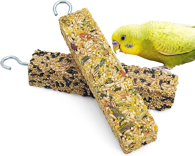 Fhiny 2 PCS Parakeet Treats Natural Cockatiel Food Grain & Vegetable Flavored Parrot Snack Sticks Bird Treats for Budgerigars Lovebirds Canaries Conurus Finches
