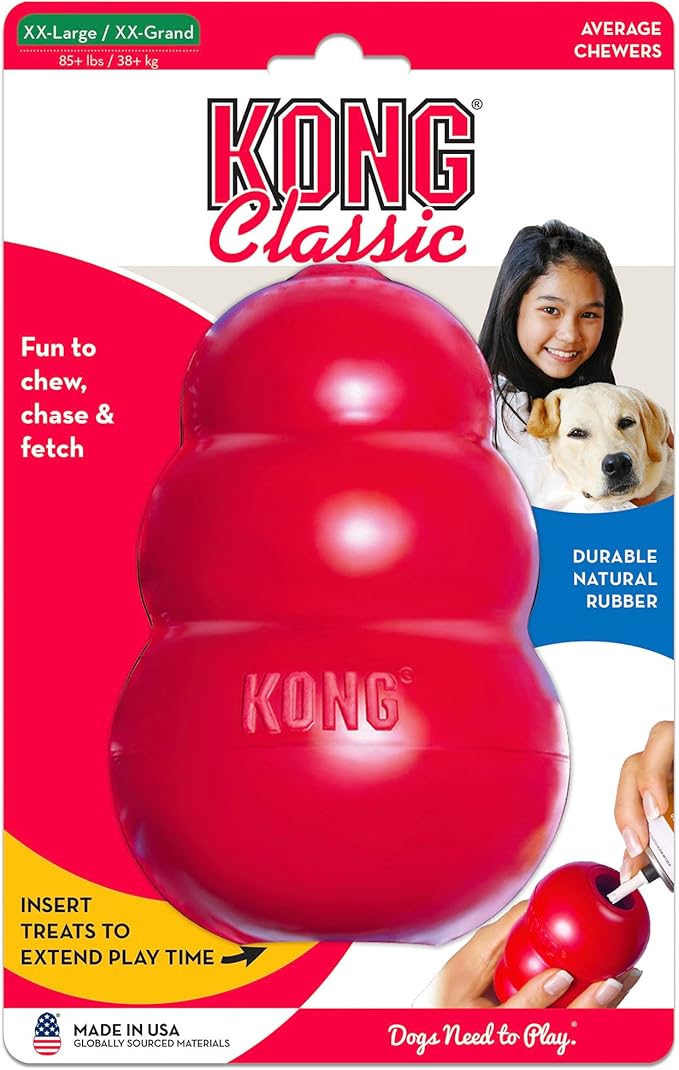 KONG Classic Stuffable Dog Toy - Fetch & Chew Toy for Dogs - Treat-Filling Capabilities & Erratic Bounce for Extended Play Time - Durable Natural Rubber Material - for XX-Large Dogs