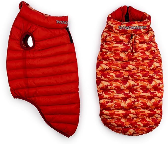 Winchester Pet Premium Reversible Dog Puffer Vest, Red, Large