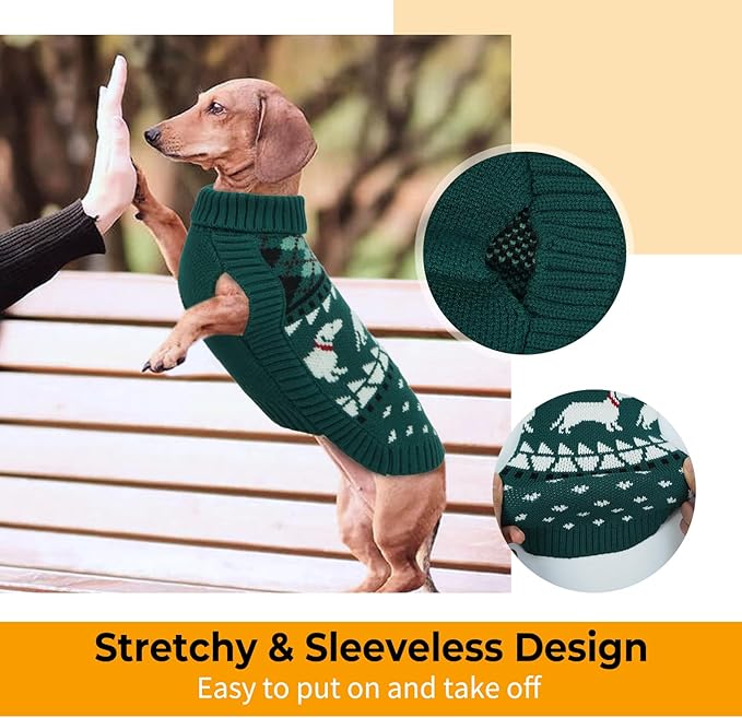 Lelepet Dachshund Sweater, Turtleneck Dog Sweaters for Small Dogs, Warm Pullover Knitted Pet Coat, Cold Weather Dachshund Clothes, Fall/Winter Cozy Outfit (XS-XL)