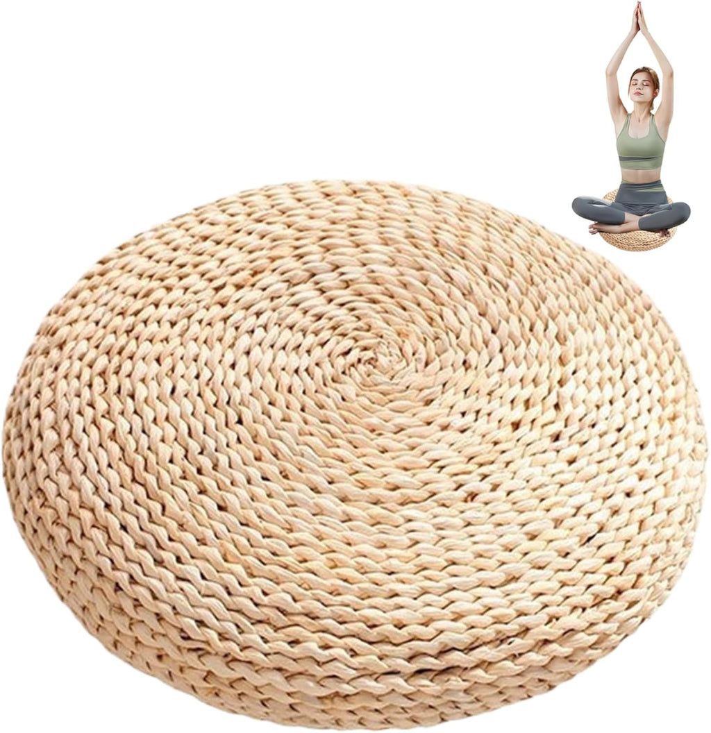 Tatami Floor Cushion, 15x2.4 Round Floor Seating, Japanese Chair, Natural Woven Boho Cushions for Meditation, Zen, Yoga Practice or Buddha| Picnic Pillows