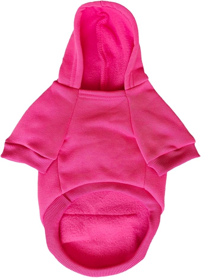 Jecikelon Winter Dog Hoodie Sweatshirts with Pockets Warm Dog Clothes for Small Dogs Chihuahua Coat Clothing Puppy Cat Custume (Rose red, Large)