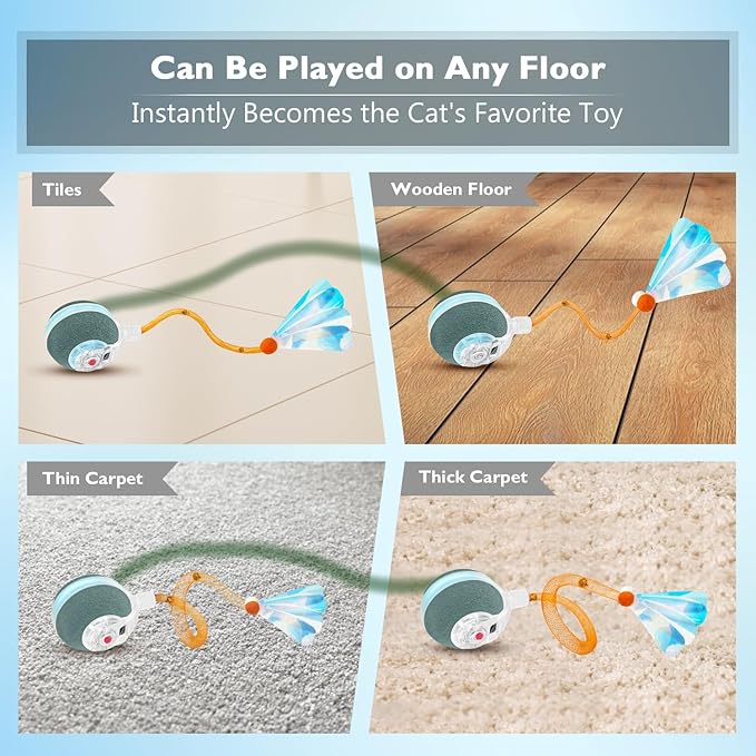 Interactive Cat Toys Ball for Indoor Cats,[2025 Newly Upgraded] Agile Moving Cat Ball with Elastic Mesh Tail,Automatic Kitten Toys for Bored Indoor Adult Cats,Motion Activated (Dark Green)