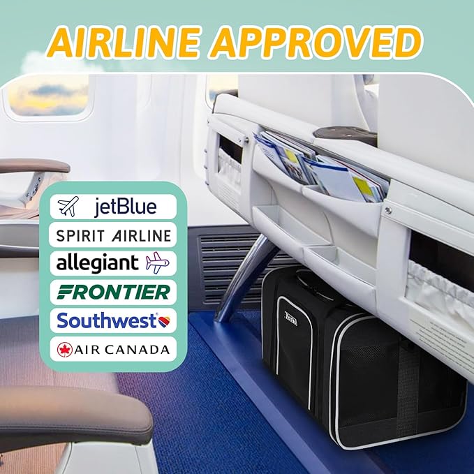 Petskd Pet Carrier 17x12x8.5 JetBlue Allegiant Airline Approved,Pet Travel Carrier Bag for Small Cats and Dogs, Soft Dog Carrier for 1-8 LBS Pets,Dog Cat Carrier with Safety Lock Zipper(Black)