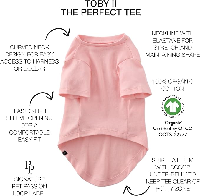 Toby II - The Perfect Tee, 3 Pack Short Sleeve Pet T-Shirt 100% Organic Cotton Tees Clothes for Small, Medium, Large Dogs, Pink Camo, XX-Large