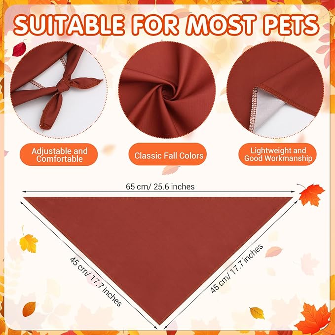 48 Pcs Fall Dog Bandanas Bulk Sublimation Blank Bandanas for Dogs Heat Transfer Triangle Bibs DIY Scarf for Small Medium Large Puppy Pets Halloween Christmas Costume(Red Yellow Orange Brown)