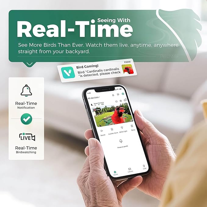 PerchMe® Bird Feeder with Camera Solar Powered,2K Smart Bird House Camera for Outdoors with AI Identify,Auto Capture,Motion Detection, A Ideal Gift(Seed Scoop Included)