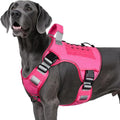 WINGOIN Tactical Dog Harness for Extra Large Dogs, Heavy Duty No Pull Dog Harness with Handle, Adjustable Reflective Military K9 Big Dog Vest for Great Dane, Walking, Training, Hunting, Pink (XXL)