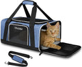 Petskd Pet Carrier 17x12x8.5 JetBlue Allegiant Airline Approved,Pet Travel Carrier Bag for Small Cats and Dogs, Soft Dog Carrier for 1-8 LBS Pets,Dog Cat Carrier with Safety Lock Zipper(Blue)