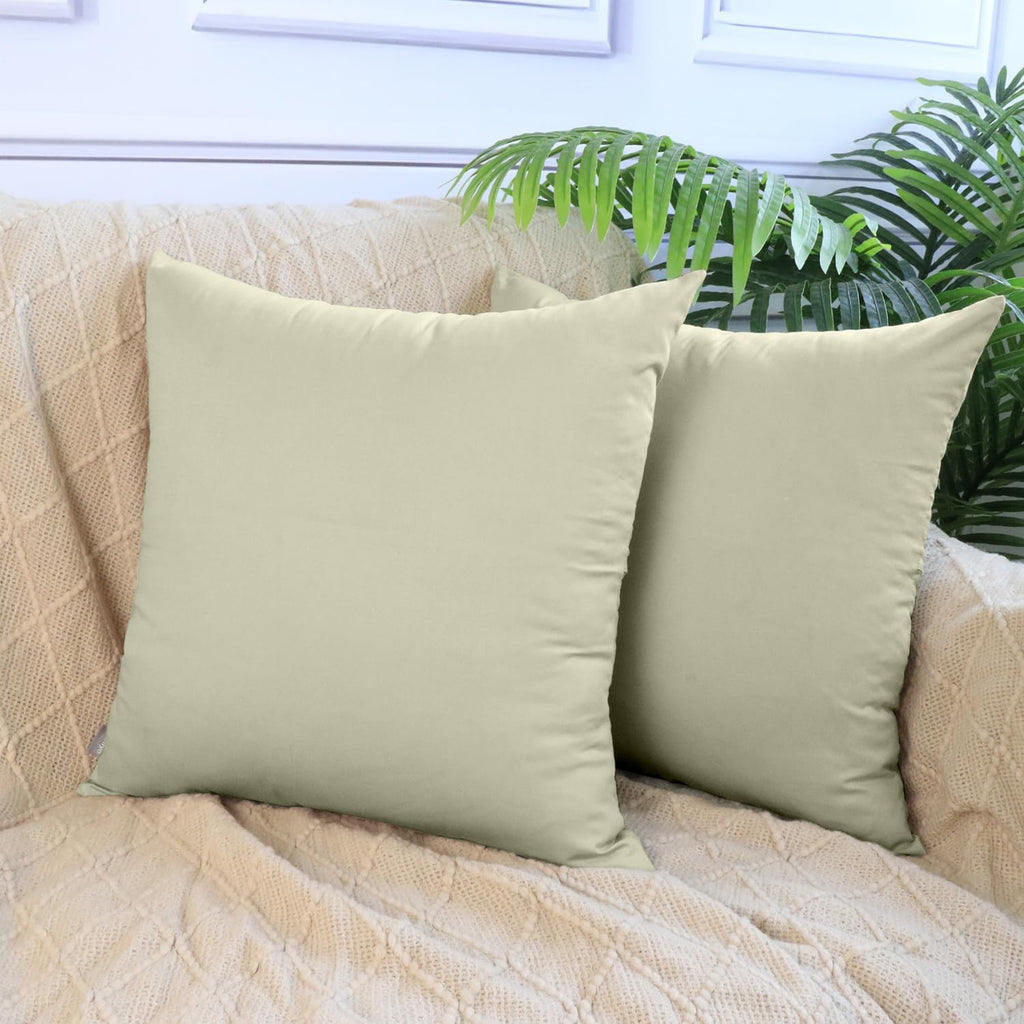 4-Pack 100% Cotton Comfortable Solid Decorative Throw Pillow Case,Thmyo Square Cushion Cover Pillowcase Sublimation Blank Pillow Covers DIY Throw Pillowcase for Sofa Bedroom(16x16 inch/ 40x40cm,Beige)