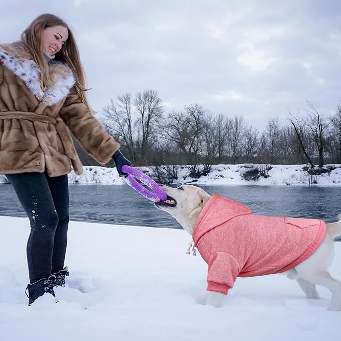 Fleece Dog Sweater & Hoodie - Soft Dog Clothes Sweatshirt with Pocket - Large Dogs (Pink & XXL)