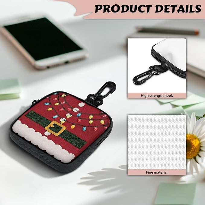 KEIAHUAN Christmas Small Dog Treat Pouch Red Hands Free Dog Walking Bag with Carabiner Dogs Poop Bag Holder Zipper Closure Dogs Training and Behavior Aids Mini Coin Purse