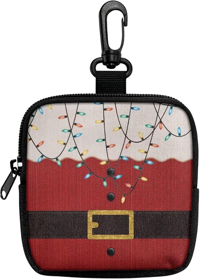 KEIAHUAN Christmas Lights Dog Treat Pouches for Pet Training Hands-Free Dog Treat Bag with Zipper Closure Dog Trainer Essentials Supplies, Small Coin Purse