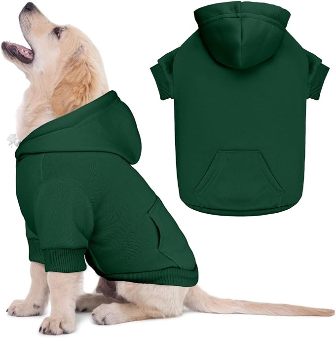 Dog Sweaters for Small Dogs Pet Sweater Solid Soft Brushed Fleece Dog Hoodie Clothes Pet Hoodie Sweatshirt with Pocket(Green-XS)