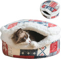 Cat Cave Bed – Plush, Warm & Calming Hideaway with Detachable Lid & Mat, Covered House for Indoor Kitten & Kitty (Snow)