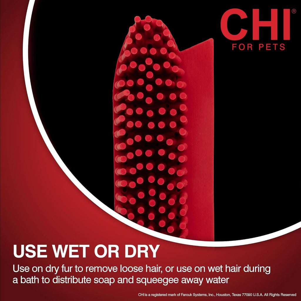 CHI for Dogs Rubber Fur Accumulator Brush - Multi-Use Dog Grooming Tool for Loose Hair and Lint - Effective Fur and Lint Remover for Furniture, Clothing, and Car Seats - Easy to Clean