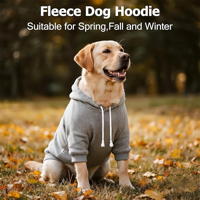 Dog Basic Hoodie Ultra-Soft Dog Clothes Cold Weather Sweaters for Medium Large Dogs Breathable Cozy Fabric Pet Coat Warm Stylish Sweatshirt with Leash Hole Pocket Dogs Jacket for Cats Boys Girls