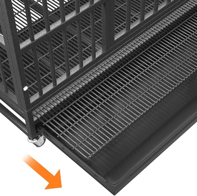 38" Furniture Dog Crate for Large Dogs, Heavy Duty Dog Kennel Indoor with Removable Crate Trays, Wheels and Stylish Wooden Top, Extra Large XL XXL Dog Cage