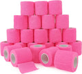 24 Rolls Pink Elastic Self Adhesive Bandage Wrap, Breathable Flexible Fabric Non Woven Cohesive Bandage, Ankle Sprains Swelling Medical First Aid Sports Athletic Tape, Dogs Pet Vet Wrap 2 in x 5 Yards