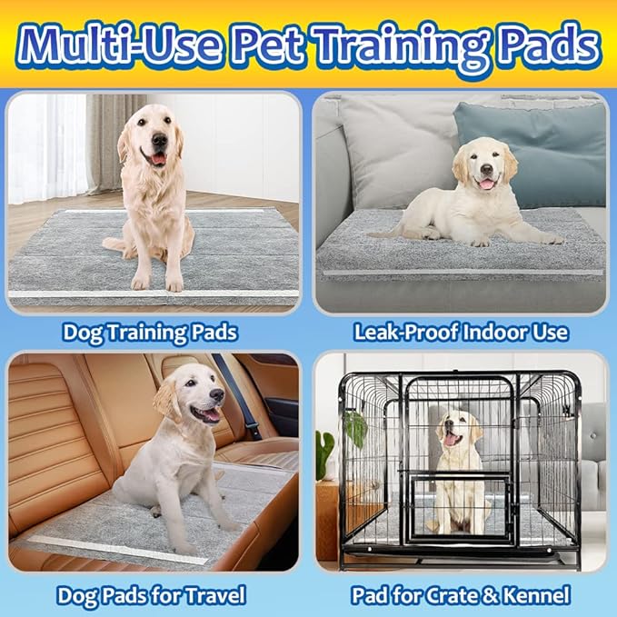 Charcoal Puppy Pads Extra Large, Activated Dog Pee Pads, X-Large Odorless Potty for Dogs 28''x34'', 80 Count XL Disposable Pet Training Housebreaking, Black, 28''x34'' 80ct