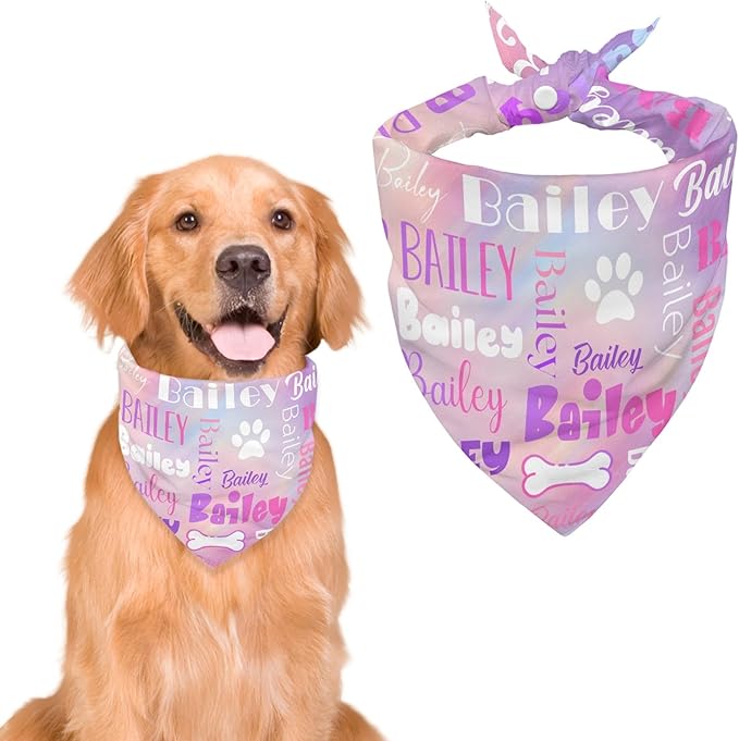 Personalized Dog Bandanas Custom Neckwear Name Button Anti-loosening Dog Scarf Triangle Bibs Kerchief Pet Costume Accessories for Small Medium Large Dogs Cats Pets Birthday