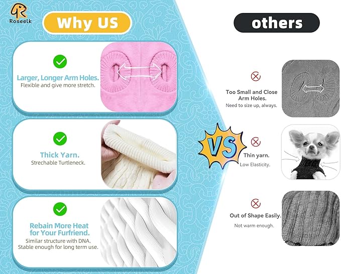 2 Pack Dog Sweaters for Small Dogs - Puppy Medium Warm Clothes in Winter, Turtleneck Pullover Design for Boy Girl Pet, Doggie, Cat, Kitten Chihuahua Bulldog Pug Beagles (S, Blue, Beige)