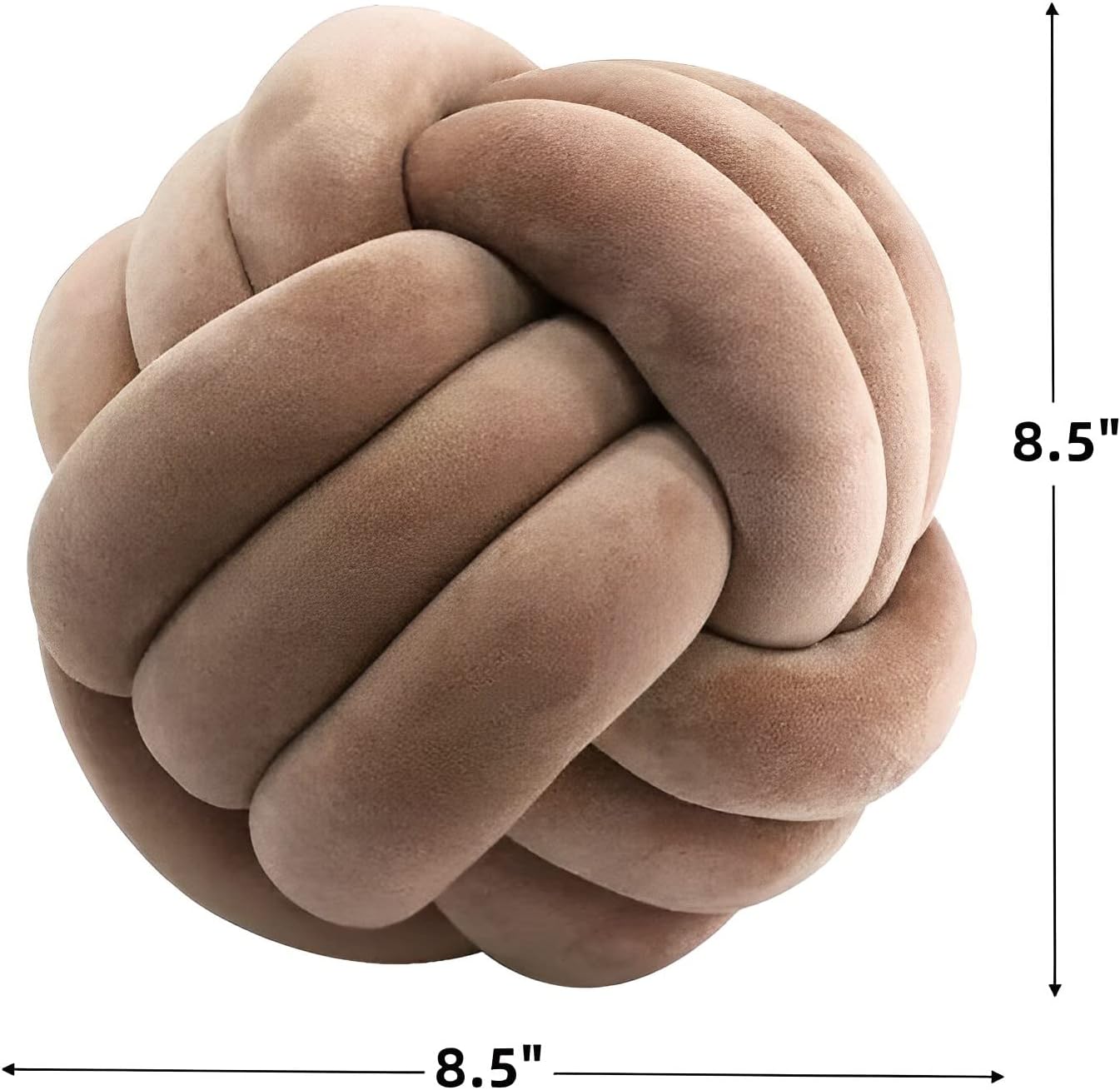 Knot Ball Pillows, Round Throw Pillow Cushion Home Decoration Soft Plush Pillow, Throw Knotted Ball Pillow Handmade Children Room Decoration Round Plush Toy Pillow (Coffee,8.5"/22cm)
