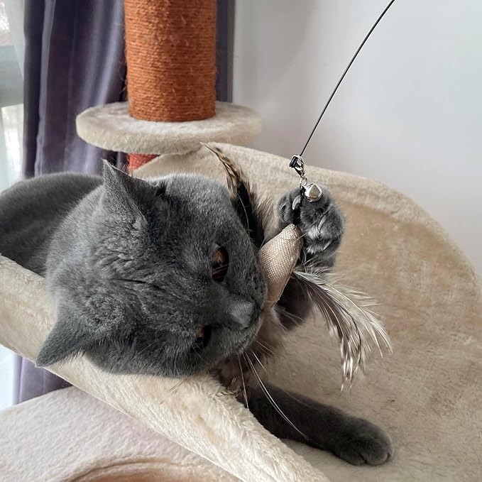 TTcat 3 Pcs Cat Feather Simulation Bird Refills Replacements for Cat Wand.