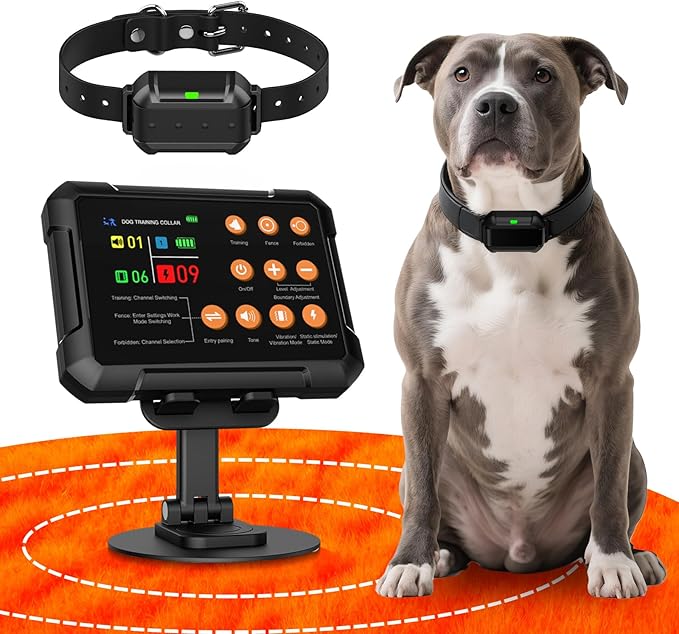 2025 Upgraded Wireless Dog Fence, Dog Training, No-Go Zone, 3-in-1 Precision Radar Electric fence for dogs, Coverage up to 1 Acre, Real-Time Distance Monitoring, Indoor & Outdoor, Medium & Large Dogs