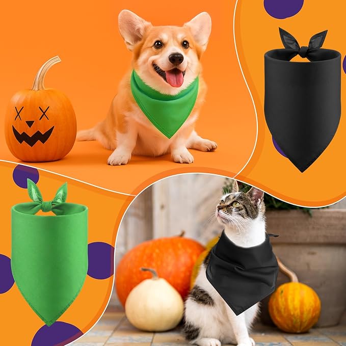 48 Pcs Halloween Color Dog Bandanas Bulk Sublimation Blank Bandanas for Dogs Heat Transfer Triangle Bibs DIY Scarf for Small Medium Large Puppy Pets Costume Photo Props Accessories Pet Shops