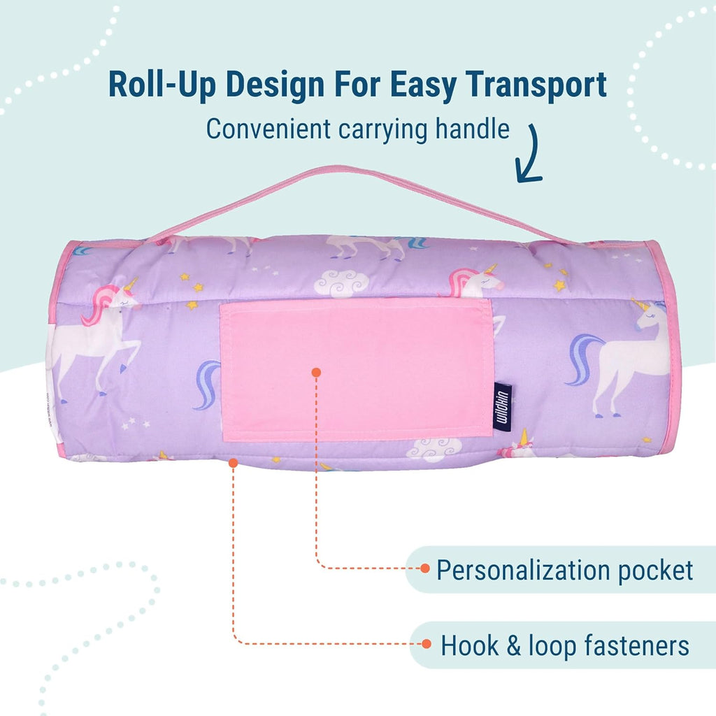 Wildkin 43-inch Kids Nap Mat – Soft Microfiber Toddler Sleeping Mat with Pillow