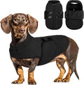 Queenmore Small Dog Warm Winter Jacket, Soft Fleece Vest Pullover with Leash Hole, Dachshund Cat Boy or Girl (Black, S)