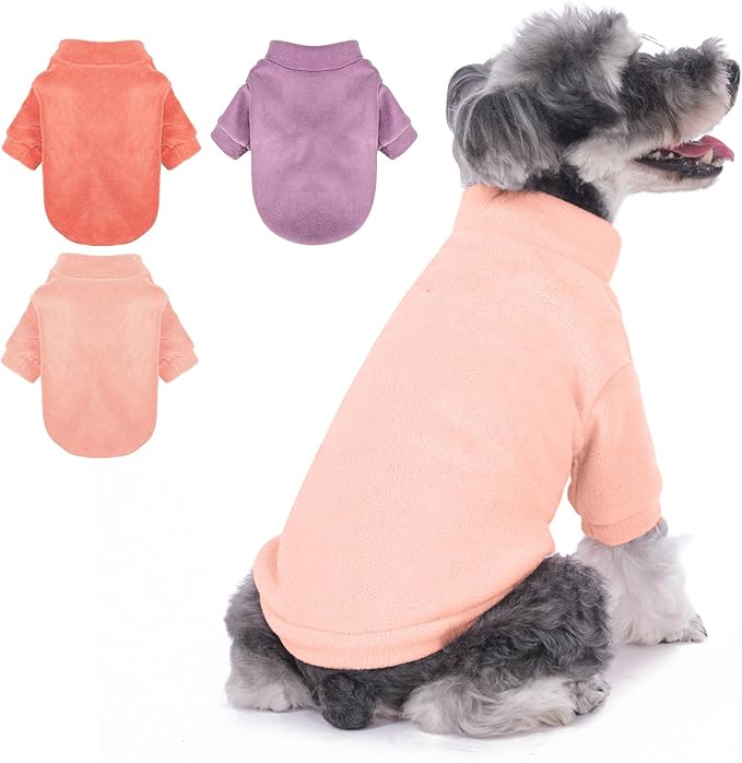 Dog Sweater, 3 Pack Dog Sweaters for Small Dogs Girl Boy, Ultra Soft Warm Puppy Clothes Dog Coat for Winter (Rose+Lt Pink+Lt Purple, Medium)