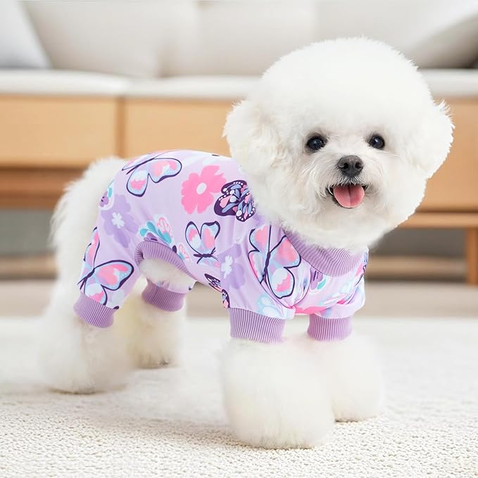XPUDAC 4 Pack Dog Pajamas Soft Strechy Summer Dog Pjs Puppy Clothes for Small Medium Dogs Boy Girl Cat Pet Outfits, XX-Large