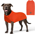 KYEESE Dog Sweater for Large Dogs with Leash Hole Warm Pullover with Reflective Yarn Male Thick Stretchy Knitwear Winter Soft Pet Coat boy for Cold Weather Comfy Dog Sweaters,Orange, XX-Large