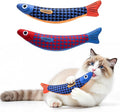 Interactive Cat Toys with[5000mg Premium A+Catnip][Baby Grade] Soft Chew Kicker Cat Toys for Indoor Cats & Kittens, Crinkle &Rattle Fish Sound Toy, Drives Bored Cats Crazy with Fun,2 Pack