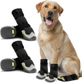 Dog Shoes for Hot Pavement Anti-Slip Dog Boots & Paw Protectors for Summer Rainy Day Dog Snow Boots Waterproof Dog Shoes for Small Medium Large Dogs with Reflective Straps for Hiking 4Pcs