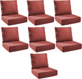 Outdoor Cushion Set for Furniture Patio Furniture, UV Resistant, Water Resistant - 6 Inch Thick Foam Garden Cushions– 24x24 Inch Patio Seat Covers for Chair/Sofa/Couch | Red | 7-Pack |
