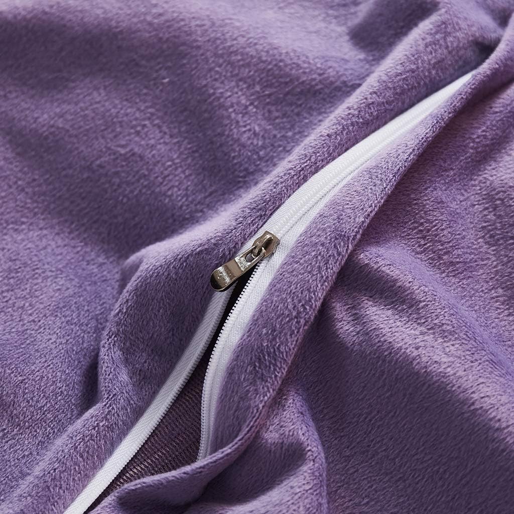 Uhamho Set of 2 Faux Fur Throw Pillow Covers Soft Velvet Decorative Pillowcases Zipper Closure (Purple, 20"x36")