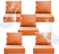 6" Thicker Outdoor Chair Cushion 5 Sets - 24" *24" *6" Waterproof Patio Furniture Cushions with Removable Cover, 28D High Density Sponge Filling Thicken Outdoor Patio Cushions - Orange