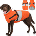 SUNFURA Dog Coat for Large Dogs, Warm Pet Jacket Winter with Harness Built in, Waterproof Pet Snow Jacket with Furry Collar, Reflective Fleece Snowsuit for Extra Large Dogs, Orange XL