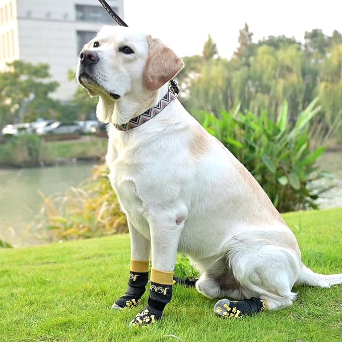 KOOLTAIL Dog Socks for Hot/Cold Pavement to Prevent Licking Paws,Dog Boots&Paw Protector for Hardwood Floors Anti Slip,Traction Control No Twist Grip Booties for Small Medium Large Senior Dogs L